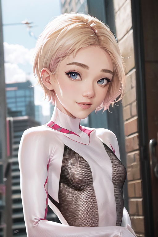 05410-716507035-gwen stacy, spider-gwen suit,bodysuit , superhero,(blonde hair AND pink hair) , blue eyes , (buzz cut_1.4),animification ,eyebro.png